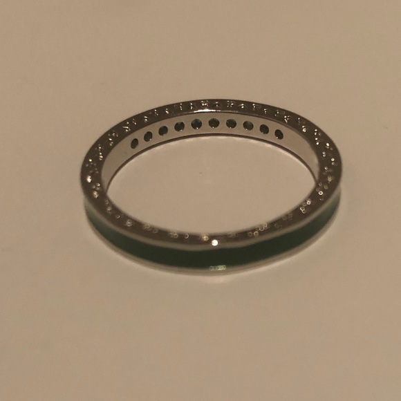 925 Silver Green Sapphire Ring Size 9 - Picture 3 of 8